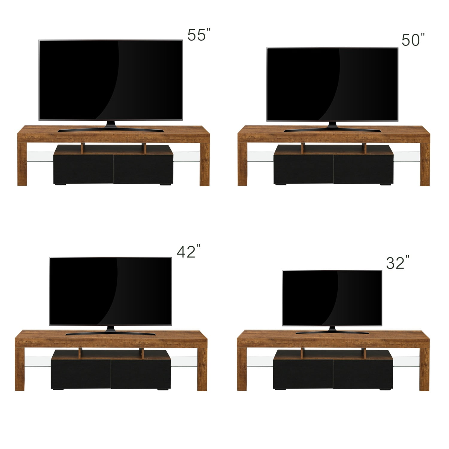 Kadyn Corner Tv Stand, Entertainment Center for Tvs with Storage, Tv Console with Rgb Lights for Living Room, Walnut Kadyn Corner Tv Stand, Entertainment Center for Tvs with Storage, Tv Console with Rgb Lights for Living Room, Walnut