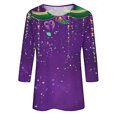 thumbnail image 5 of YUGYXL Trendy Mardi Gras 3/4 Sleeve Tshirt for Women Casual Party Mask Graphic Comfy Blouse Summer Crew Neck Lightweight Tunic Tees Carnival Clothes Sales, 5 of 5