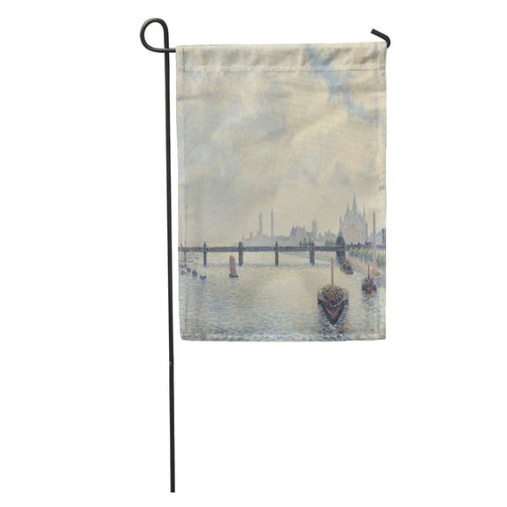 SIDONKU Charing Cross Bridge London by Camille Pissarro 1890 French Impressionist Painting Oil on Canvas This Garden Flag Decorative Flag House Banner 28x40 inch