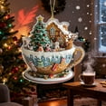 thumbnail image 5 of Taicans ‌Winter Wonderland Teacup Christmas Ornament - 3.15in Acrylic 2D Scene with Gingerbread House,Reindeer & Snowman,2025 Holiday Gift for Tree/Mantel Decor, 5 of 6