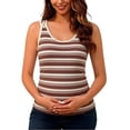 thumbnail image 4 of qolati Maternity Nursing Tank Tops with Built in Bra Women Sleeveless Casual Pregnancy Tee Ribbed Knit Crew Neck Workout Shirt Vest Coffee M, 4 of 5