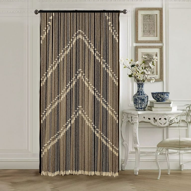 ANMINY Wooden Bead Curtain, Bamboo Room Divider, Boho Home Decor