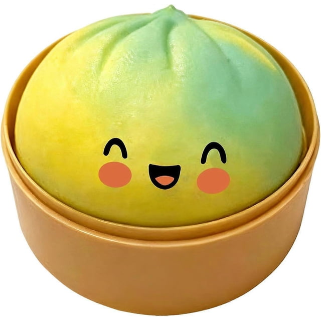 Giant Glitter Dumpling Squishy, Squishy Dumpling Fidget Toy, Bao Bun Squishy Squeeze Toy with Steamer for Stress Relief