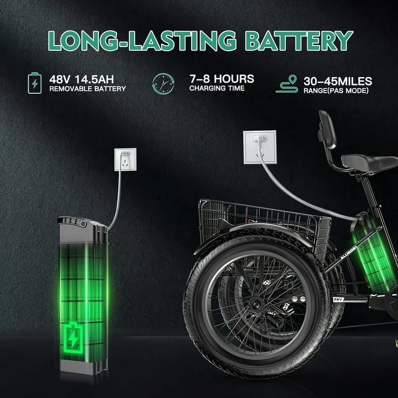 ABORON Electric Trikes for Adults Fat Tire 20" Electric Tricycle for Senior, 500W 3 Wheel E-Bike 48V 14.5Ah, 7 Speed Aluminum Electric Bicycle with Rear Basket, 25.6km/h(16mph)