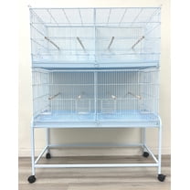 Lot of 2 X-LARGE 36" x 18" x 19"H Stack & Lock Double Breeding Breeder Flight Bird Parrot Cage Center Dividers Side Spring Lock Breeding Nest Box Doors With Removable Rolling Stand