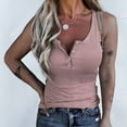 thumbnail image 2 of Women's Sleeveless Henley Tank Tops Ribbed V Neck Button Down T Shirts Summer Slim Fit Tee Tops Fitted Casual Basic Tank Tops Trendy Soft Stretch Summer Sleeveless Basic Cami Top Pink L, 2 of 4