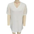 thumbnail image 1 of Camisa de manga corta con cuello en V y encaje, camiseta de verano con cuello en V y encaje para mujer, blusa informal holgada con ingeniería de precisión, 1 of 2