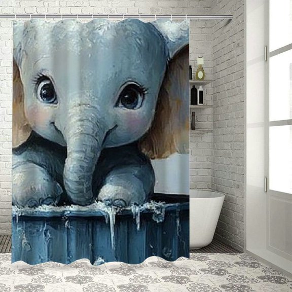 Patifu Elephant Chic Modern Bathroom Decor Shower Curtain with Hooks Home Bathtubs Bathroom Curtain Decoration 36"x72