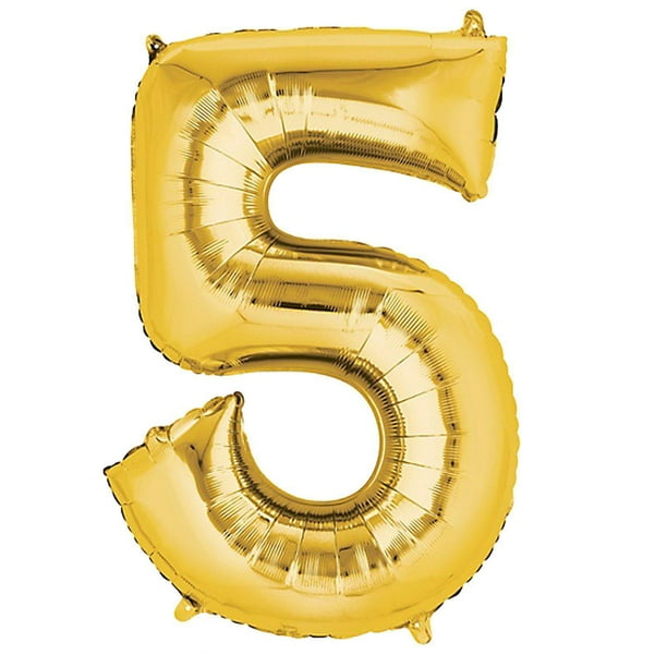 40" Gold Foil Helium Mylar Balloons Numbers 5