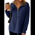 thumbnail image 2 of Sudadera Ligera y Suave de Larga con Solapa y Media Cremallera para Mujer, Estilo Informal, Holgada y con Cuello de . Azul Oscuro L, 2 of 8