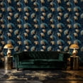 thumbnail image 3 of Peel and Stick Wallpaper Ginkgo Leaf Vine Metallic Gold Midnight Blue Wall Mural 17.7in x 9.8ft Self Adhesive Removable Wall Paper Renter Friendly Wallpaper for Nursery Bedroom Cabinets, 3 of 8