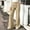 Khaki, variant on Women's High Waist Flared Wide Leg Pants Double Button Closure Casual Trousers with Side Pockets Soft Washed Texture Versatile Daily Vacation Wear