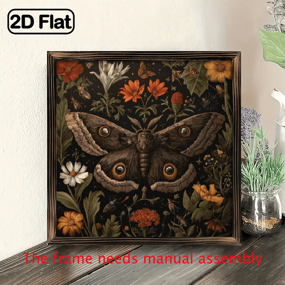 2D Flat, 1pc, Brown Butterfly And Flower Framed Wood Sign Farmhouse Wall Art for Home, Entryway, Living Room, Bedroom, Desktop Decoration Housewarming Gifts 8x8 Inch