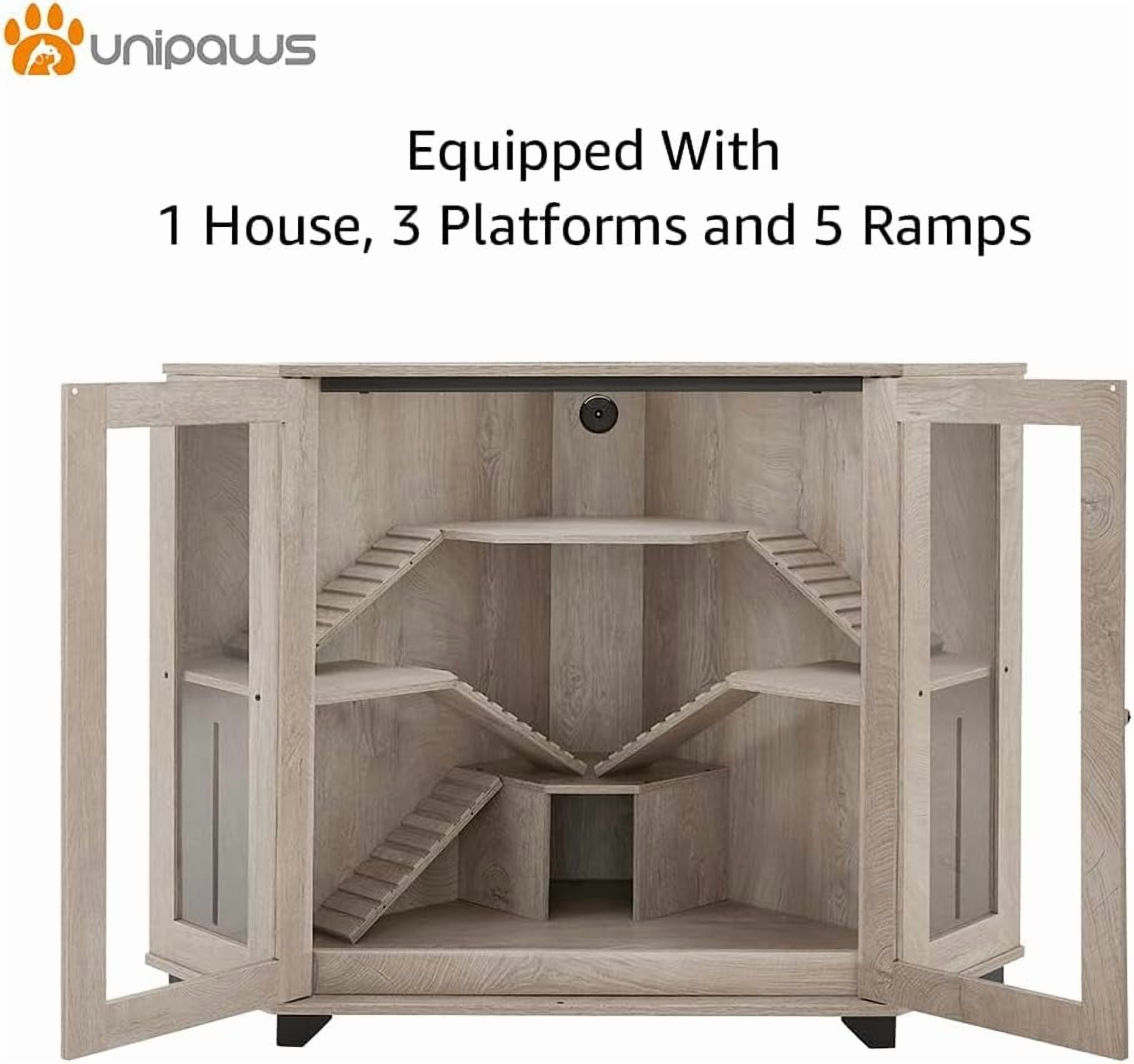 unipaws Chinchillas Cage with Ramp, Rat Cage with House, Hedgehog Cage, Critter Nation Cage for Hamster, Mice, Corner Small Animal Cage