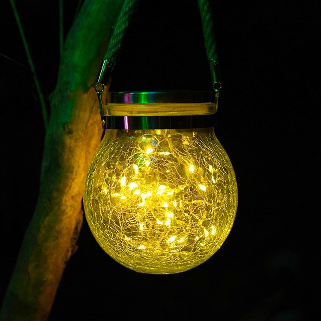 Luces solares, luces decorativas para exteriores, luces de jardín, luces colgantes, luces de deseos, luces de calle, latas de vidrio creativas, luces LED agrietadas