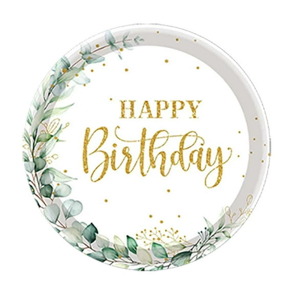 Holloyiver 20 PCS Sage Green Birthday Party Paper Plates Napkins and Cups Tableware Set, Disposable Tableware Sage Green and Gold Happy Birthday Party Supplies for 20 Guests
