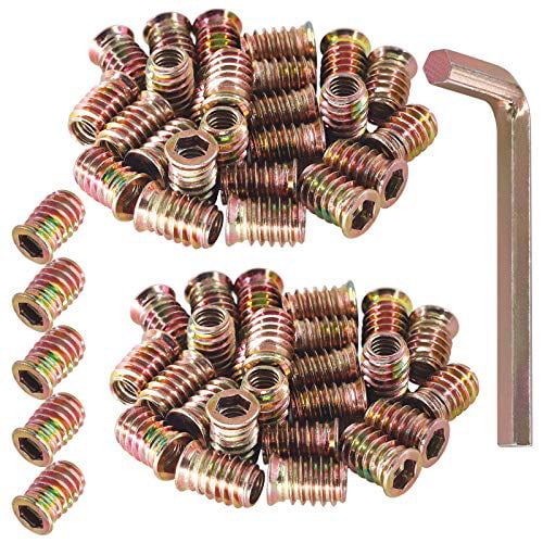 5/16"-18x20mm Threaded Insert Nuts for Wood Furniture with Wrench 50pcs 