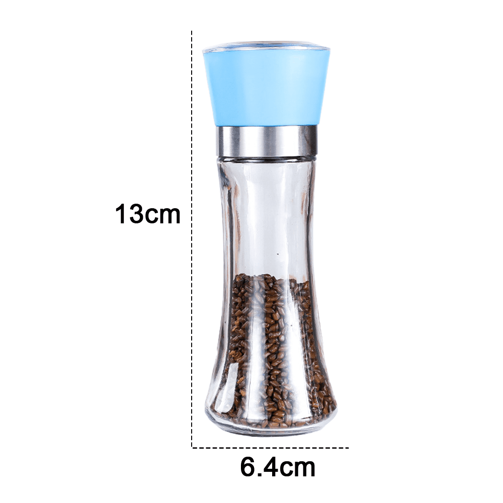 Salt and Pepper Grinder Mill Set, Stainless Steel, Glass Body with  Adjustable Coarseness - 2pcs white cover