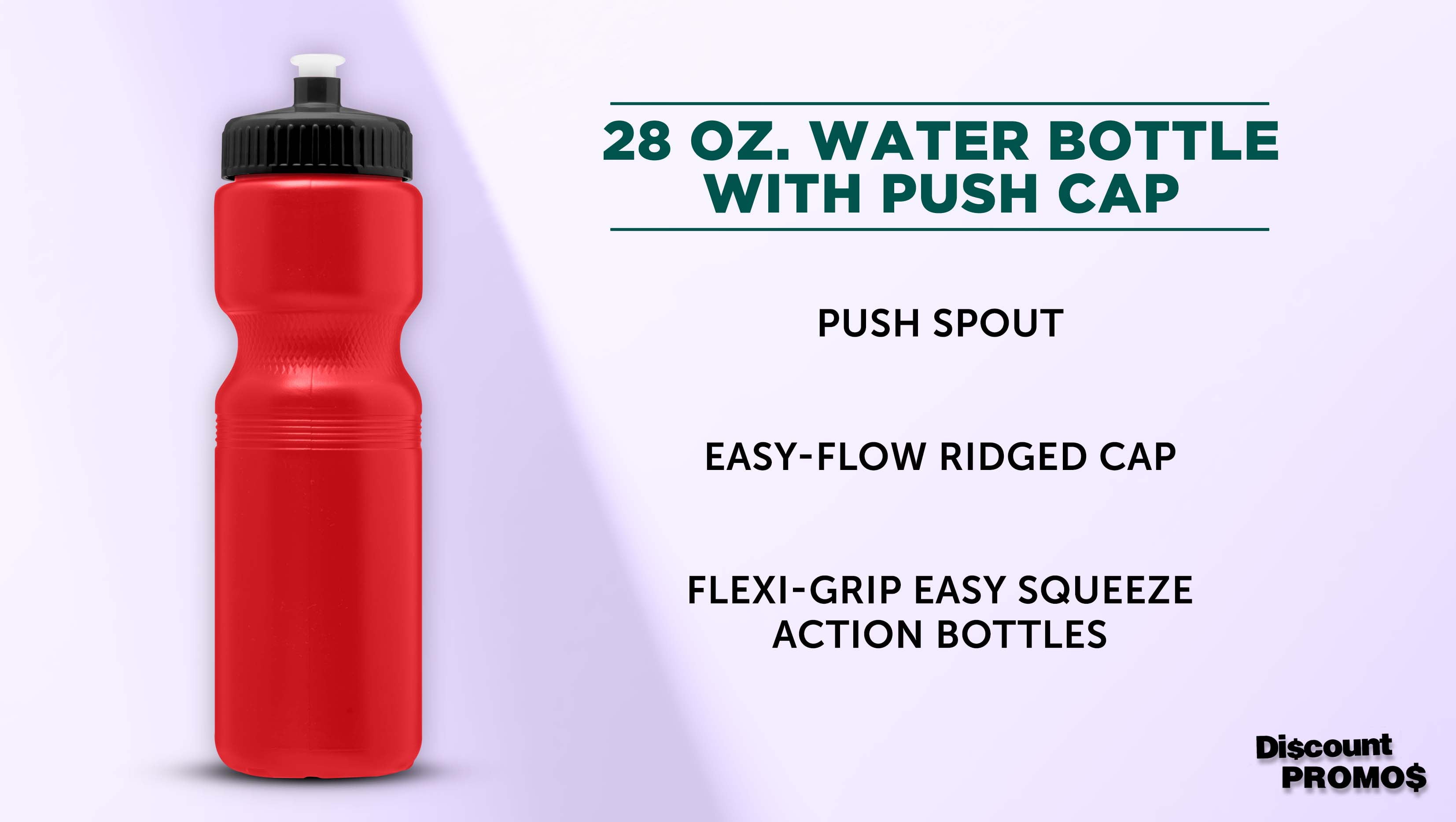 Water Bottles with Push Cap 28 oz. Set of 6, Bulk Pack - Reusable, Great for Gym, Hiking, Cycling, School - Red