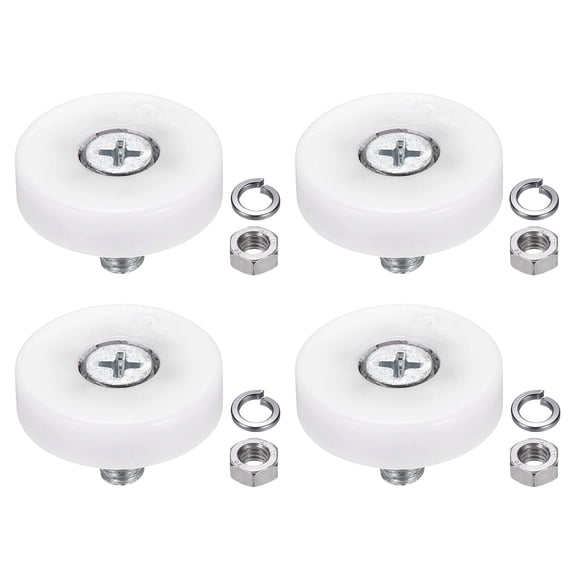 Uxcell 25mm Drawer Rollers, Nylon Positioning Pulleys with Spring Washer and Nut, White 4 Set