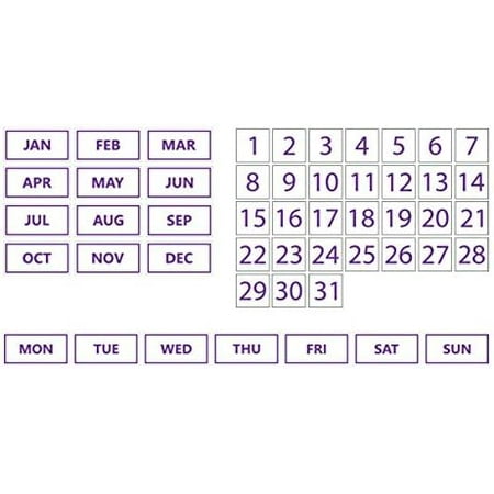 

Whiteboard Calendar Magnet Bundle (Dates Days Of The Week Months) By (Purple Inverted 0.75 X0.75 )