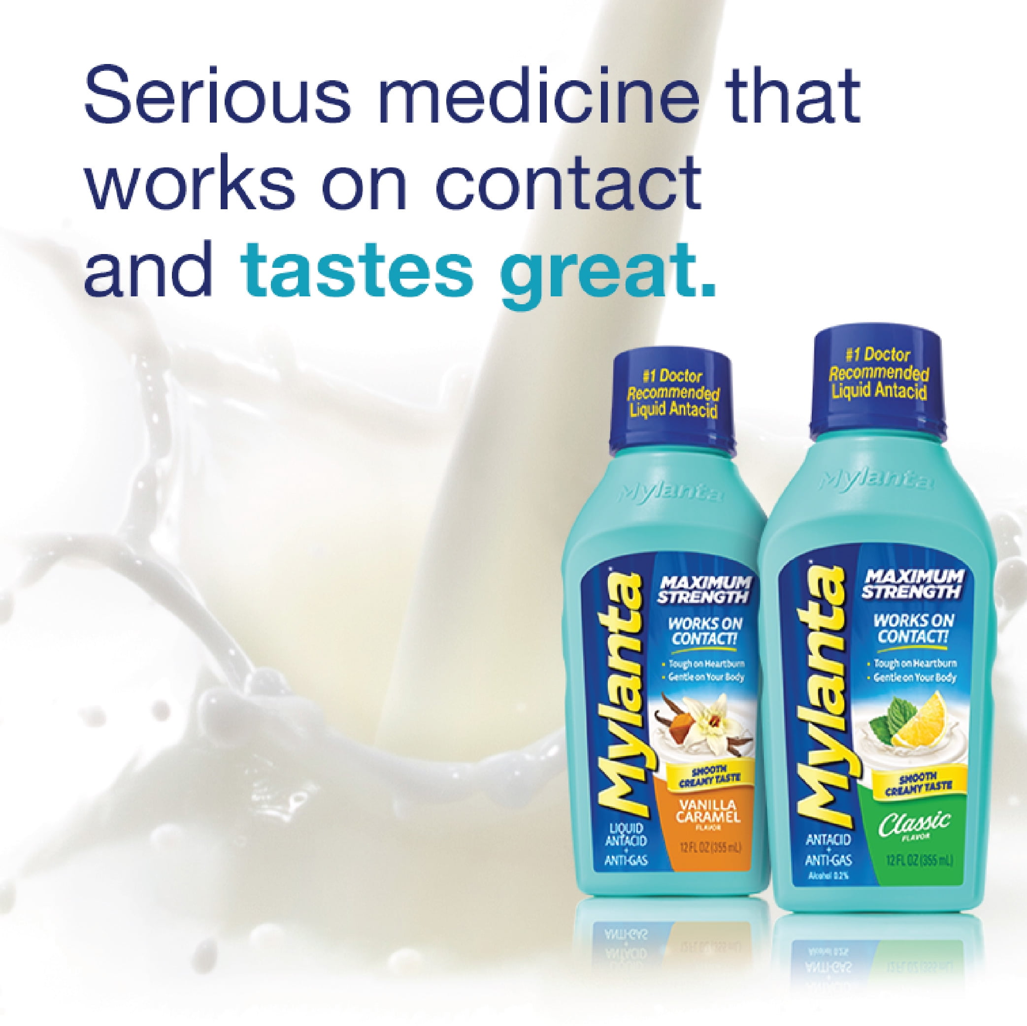 Mylanta Maximum Strength Liquid Antacid + Anti-Gas, Vanilla Caramel, 12 fl oz (355 ml)