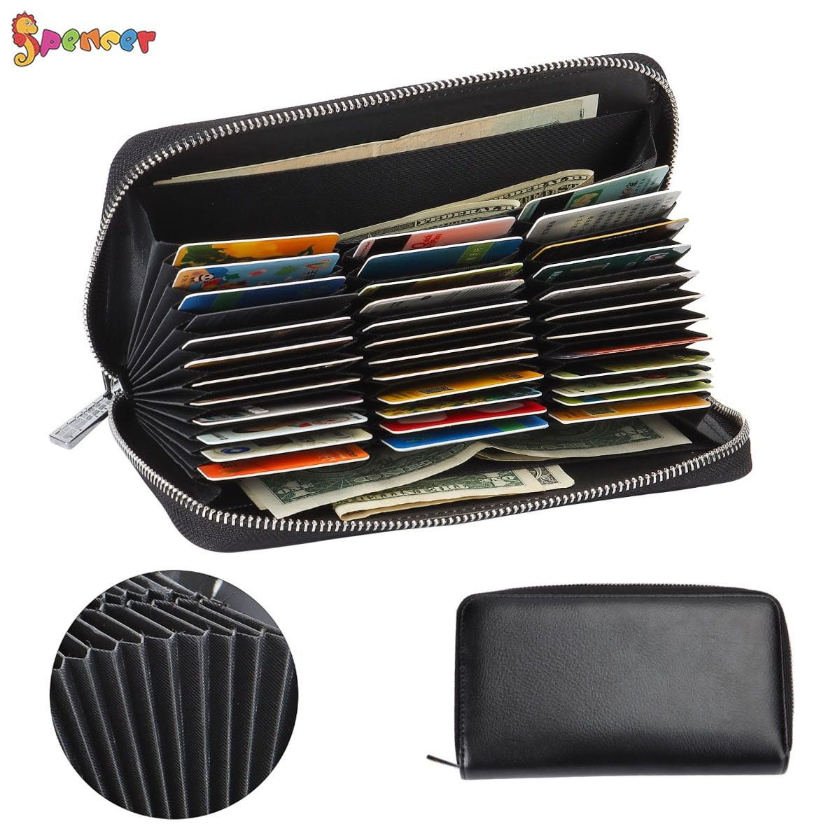 Large Capacity Credit Card Wallet Leather Secure RFID Wallet for Women 36  Slots
