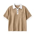 thumbnail image 5 of JOANKDMI Waffle Knit Shirts for Women Short Sleeve Collared Tops Color Block Casual Basic Tees with Pocket Relaxed Fit Summer Daily Clothes Athletic Golf Top, 5 of 7