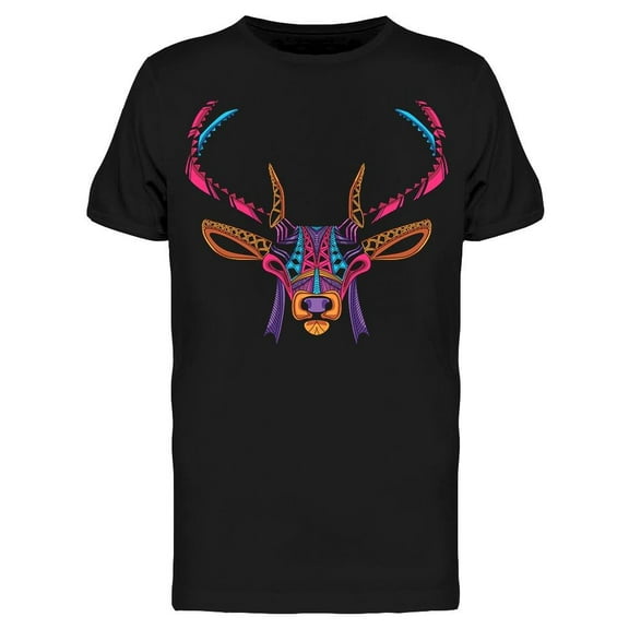 Deer Head In Neon Colors T-Shirt Men -Image by Shutterstock, Male Large