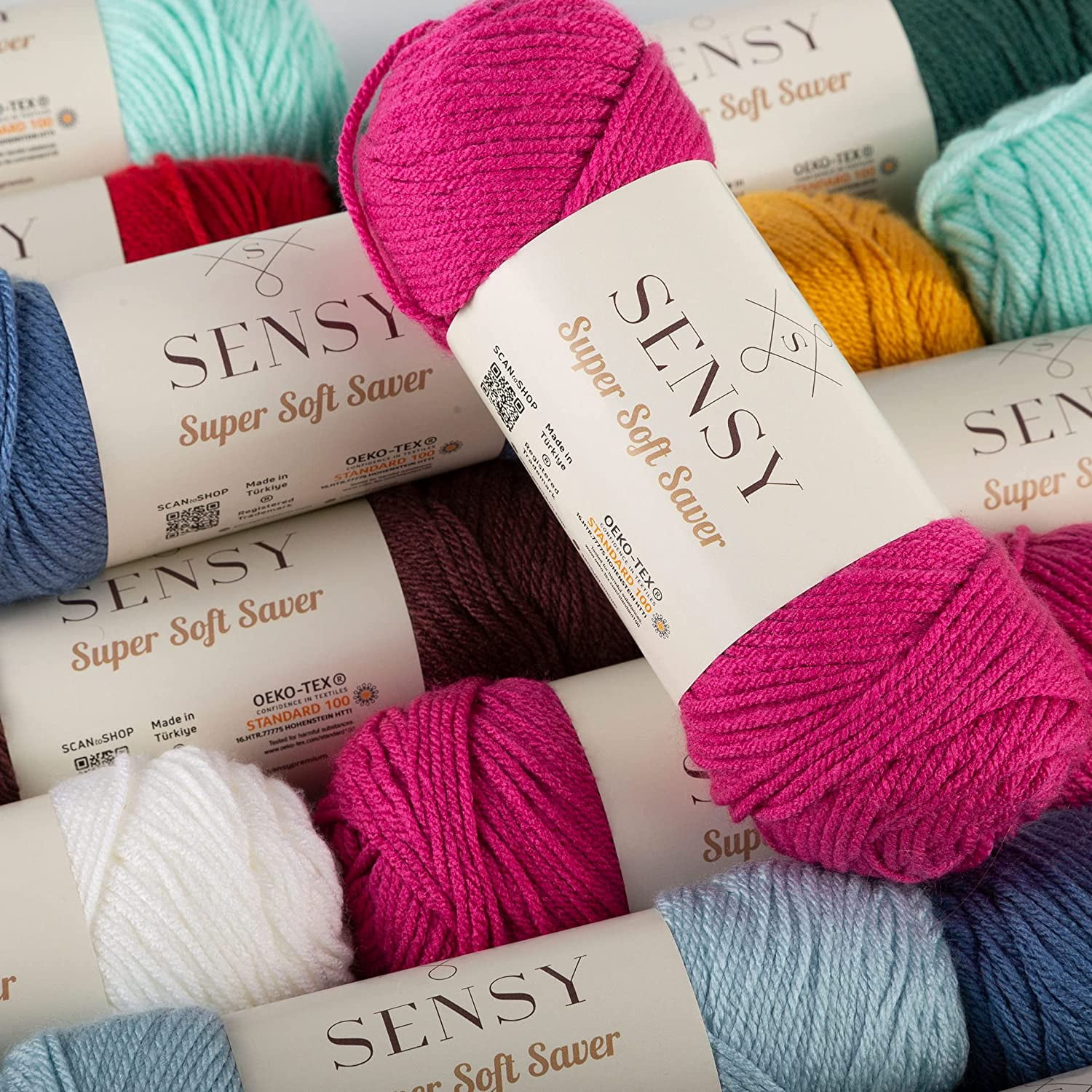 3 Skeins of Sensy Super Soft Saver Yarn, 3.5 oz, 190 Yards, Gauge 4 Medium (Cinnamon)