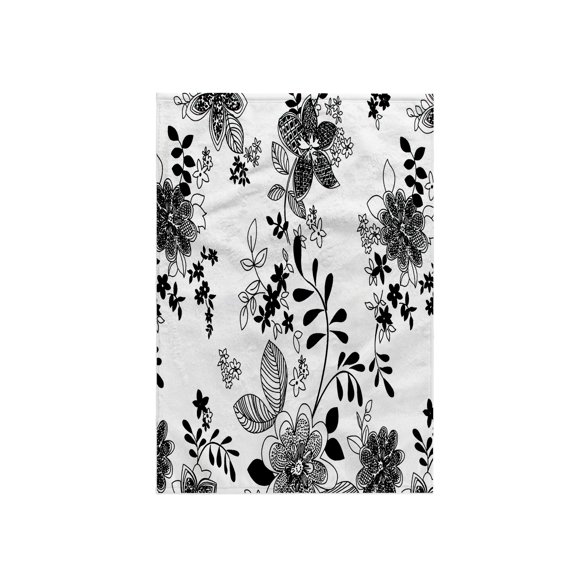3dRose, Black and White Floral, 15x22 Hand Towel