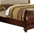 thumbnail image 2 of Fabric Upholstered Queen Bed with Curved Panel Footboard, Brown and Beige, 2 of 3