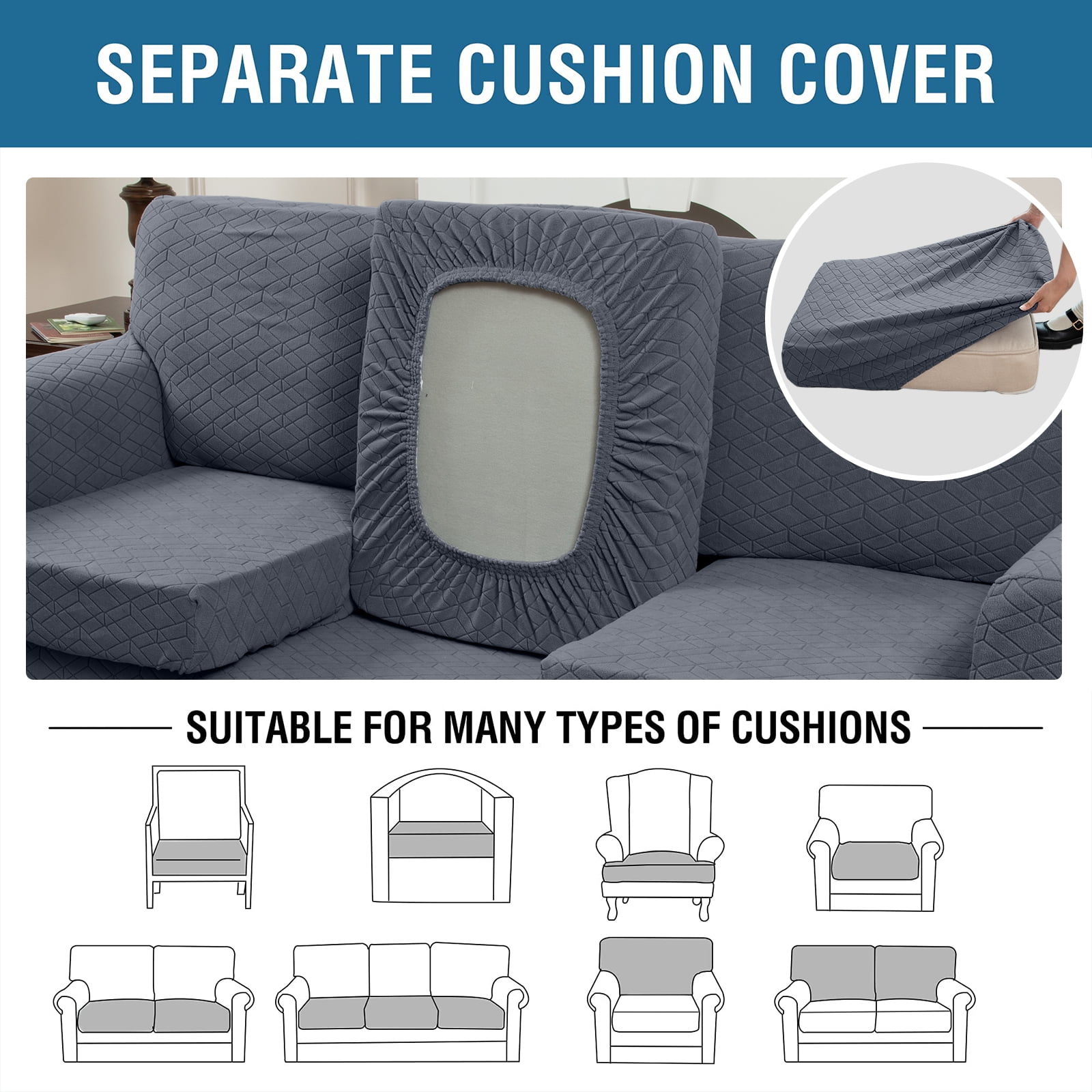 Sanmadrola Stretch 2 Piece Chair Cover Chair Slipcover Sofa Cover Furniture Protector Couch Soft with Elastic Bottom Chair Couch Cover with Arms