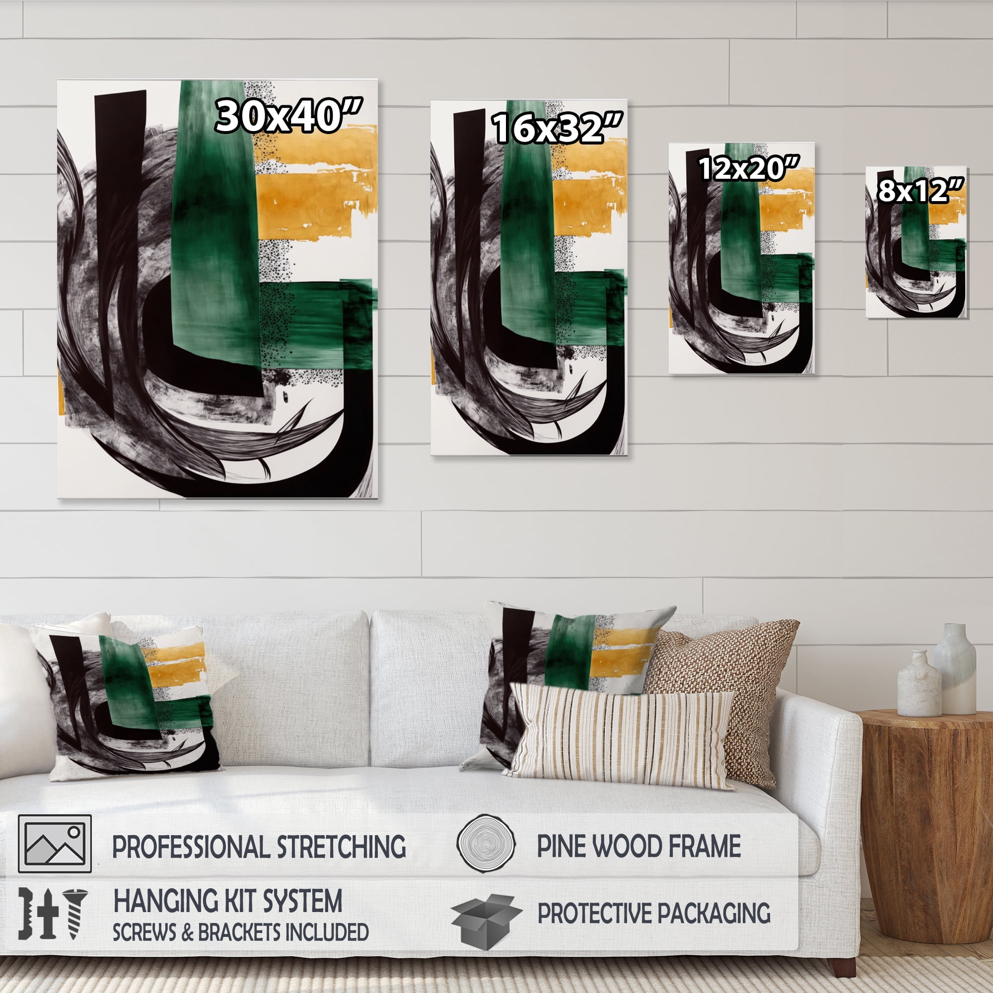 Designart Modern Green Art Deco VI Canvas Wall Art
