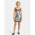 thumbnail image 2 of No Boundaries Sequin Mesh Tank Top and Lace Mini Skirt Set, 2-Piece, Women's, 2 of 5