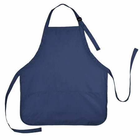

dalix apron commercial restaurant home bib spun poly cotton kitchen aprons (3 pockets) in navy blue