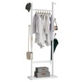 thumbnail image 7 of Solid Wood Coat Rack, Freestanding Heavy Duty Coat Tree with 2 Hanging Bars/Shelves & 5 Hooks, Easy to Assemble Clothes Rack for Entryway, Living Room, Bedroom, White Finish, 7 of 7