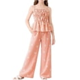 thumbnail image 2 of FSYBOA Girls Outfit Set, Sleeveless Summer Stretch 2Piece Tank Tops and Pant Set Orange Size 5-6T, 2 of 7