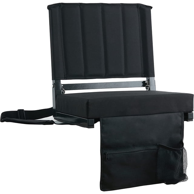 SPORT BEATS Asiento de estadio para gradas con respaldo y silla de estadio con cojín ancho acolchado - Incluye correa para el hombro y portavasos