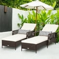 thumbnail image 1 of Gymax Ensemble de 2 Chaises Longues de Patio en Rotin avec Dossier Réglable, Coussin et Oreiller, 1 of 10