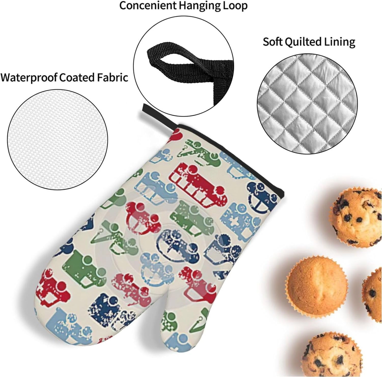 car. Oven Mitts and Pot Holders Sets for Kitchen 4 Pcs 7"X11" Heat Resistant Baking Cooking