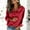 Red, variant on Olyvenn Women's Satin Blouses Peter Pan Collar with Frill Trim Button Down Long Sleeve Blouse Spring Silk Shirts Top Dark Blue XL