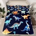 thumbnail image 2 of Manfei Colorful dinosaur Bed Sheets,Vintage Wild Animal King Sheets,Orange Blue Black Sheet Set For Boys,Super Cozy Room Decor,4-Piece, 2 of 7