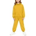 thumbnail image 5 of XIMIN Boys Girls Athletic Matching Set, 2 Piece Tracksuit with Hooded Sweatshirt and Joggers, Jogging Sweatsuit (Gold, 15-16 Years), 5 of 9