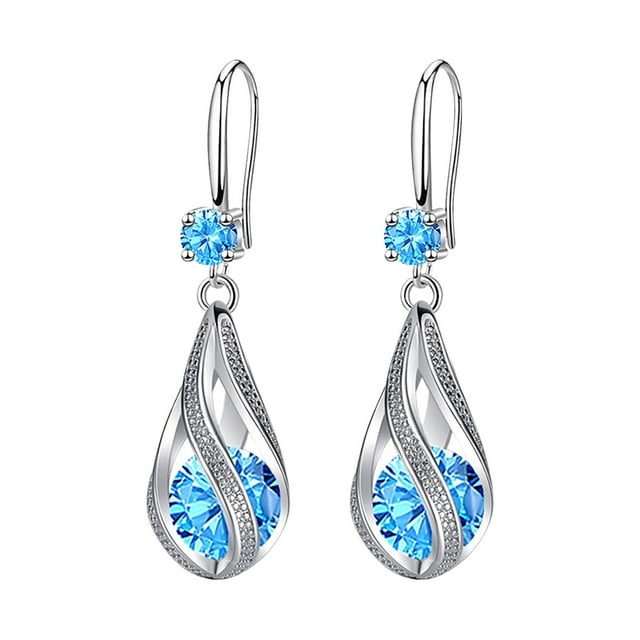 Boucles d'Oreilles Mode en Acier Inoxydable Boucles d'Oreilles Rondes Créatives pour Femmes Boucles d'Oreilles Pendantes en Cristal pour Femmes