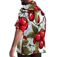 thumbnail image 3 of Cherry Men's Short Sleeve Button Down Poplin Hawaiian Shirt for Summer Beach, Casual Printed Unisex Style, 3 of 6