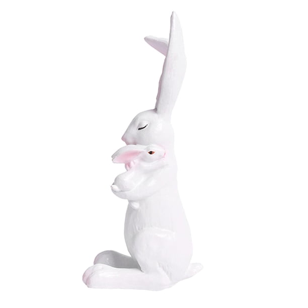 Figura de conejo de madre e hijo, estatua de conejo de Pascua, adorable, decorativa y coleccionable Estilo B