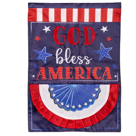 Evergreen Applique Garden Flag - Patriotic God Bless America, 12.5 x 18 inch Double Sided