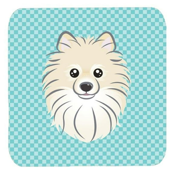 3.5 x 3.5 In. Checkerboard Blue Pomeranian Foam Coasters, Set Of 4