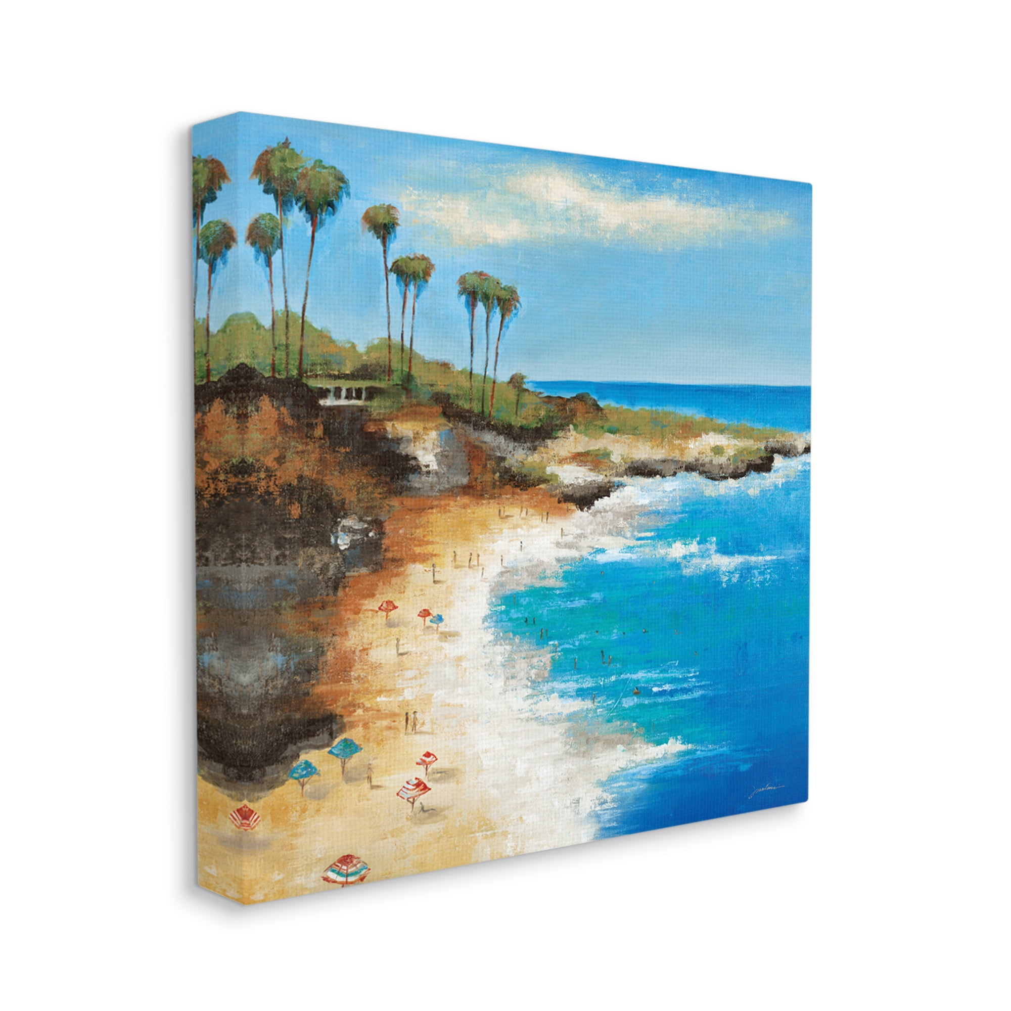 Stupell Industries Summer Beach Cove Nature Painting Gallery Wrapped Canvas Print Wall Art, 24 x 24